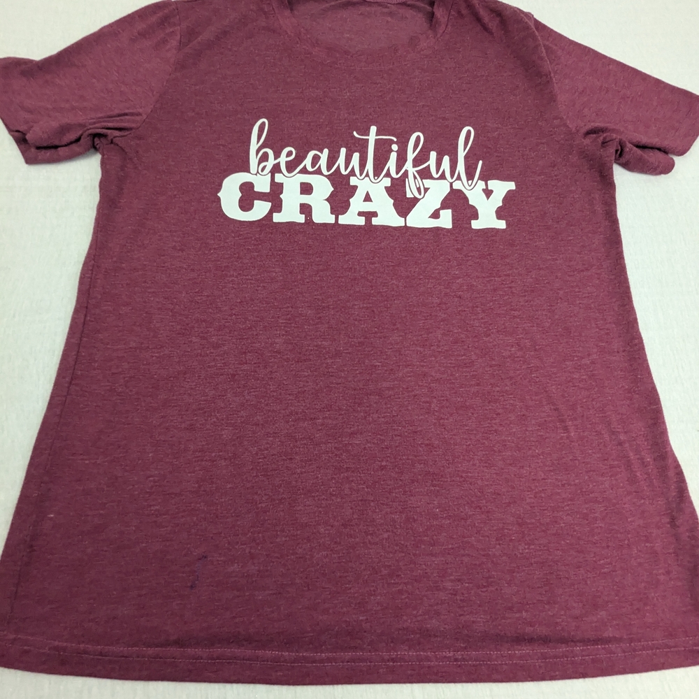 Beautiful Crazy Women's Maroon T-Shirt Song By Luke Combs Large